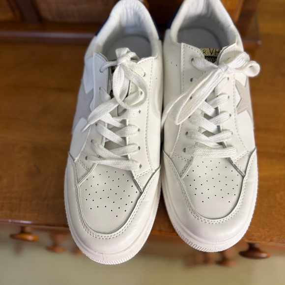 Vintage Havana Ream white platform sneakers woman 8 star leather lace up - Picture 2 of 9